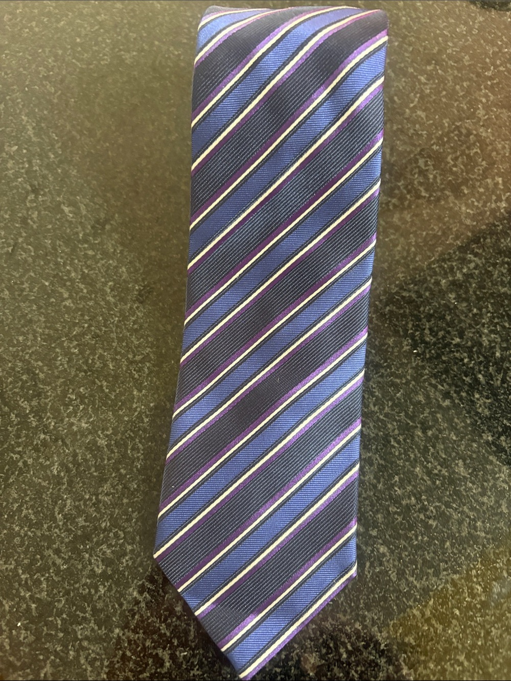 Hugo Boss Classic Striped Silk Tie - Blue and Purple - Made in Italy